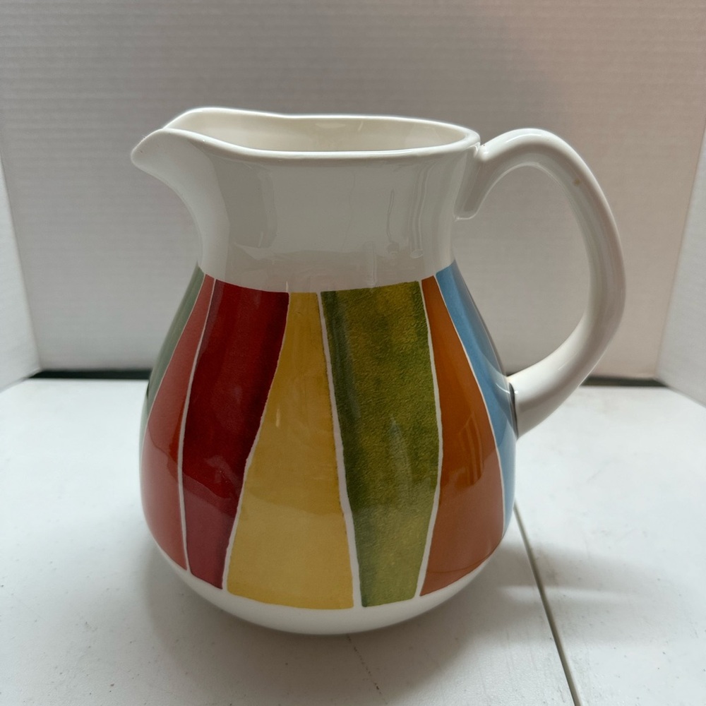 FANDANGO BY CRATE & BARREL EARTHENWARE PITCHER MULTICOLOR RETIRED HTF MI…